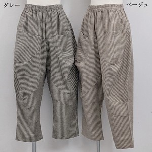 Full-Length Pant Stripe Cotton Linen Switching