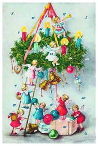 【5/6まで】アドベントカレンダー 天使とクリスマスリース【クリスマス/受注発注商品/ドイツ製】