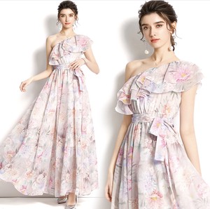 洋装/连衣裙 V领 洋装/连衣裙 裙子 花卉图案