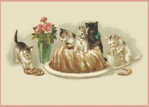 【4/30まで】クリスマス ポストカード ネコたちの美味しいデザート【受注発注商品/ドイツ製】