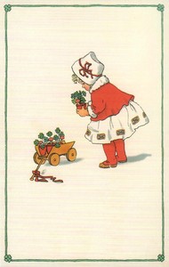 【4/30まで】クリスマス ポストカード 鉢植えを運ぶ女の子【受注発注商品/ドイツ製】