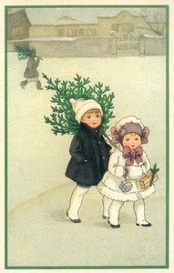 【4/30まで】クリスマス ポストカード クリスマスツリーの準備【受注発注商品/ドイツ製】