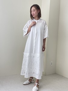 Cotton Lace Drawstring Long One-piece Dress