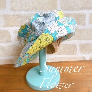 Flower【Summer blue】 レディース帽子　つば付きハット　紫外線予防