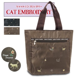 Gloss Fabric Cat Embroidery Tote Bag Cat Embroidery