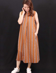 Linen Stripe Long One-piece Dress