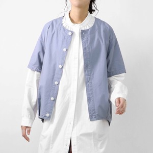 【2022.夏新作】平織・裾リブ/ノーカラーシャツ