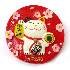 Japanese Pattern Poly Magnet Beckoning cat Round shape