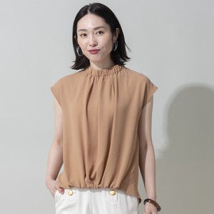 Button Shirt/Blouse Gathered Blouse Stand-up Collar
