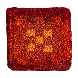 【ミニギャッベ】ギャッベ コースター 壁飾り 座卓敷き ウール 手織り 約10×10cm オレンジ