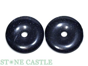 【天然石 置き石】ドーナツ型(ピーディスク) 30mm ブルーゴールドストーン (2個セット) ★特価★