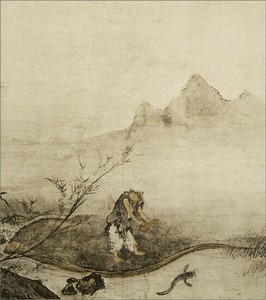 色紙〈国宝 瓢鮎図〉如拙