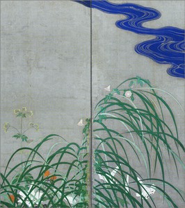 色紙〈重文 夏秋草図屏風(右隻)〉酒井抱一