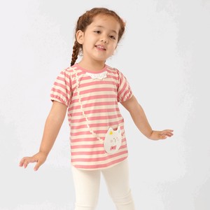 儿童短袖上衣 系列 粉色 短袖 横条纹 侧背小包