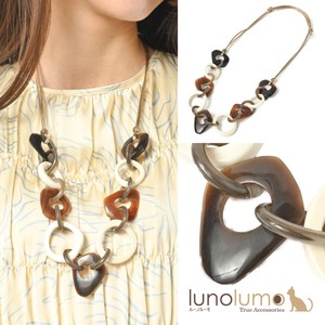 SALE Necklace Ladies Buffalo Brown Natural Material Metal Ring Casual