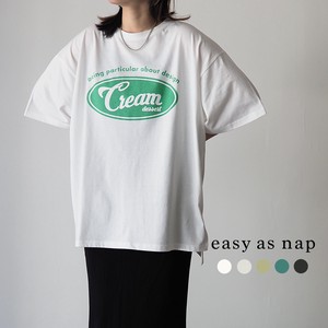 Creamプリント前後差半袖BIGTシャツ　【easy as nap】【2022春夏】