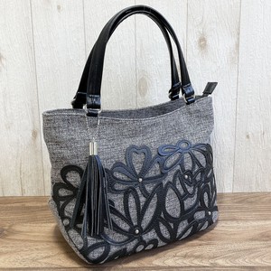 Linen Material Flower Cut Work Handbag