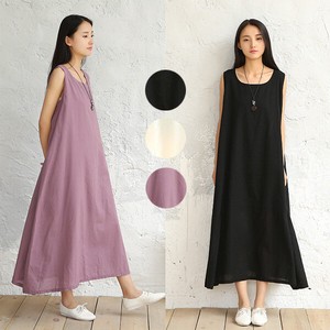 Casual Dress Plain Color Sleeveless One-piece Dress Thin