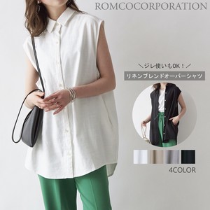 Button Shirt/Blouse Oversized Sleeveless