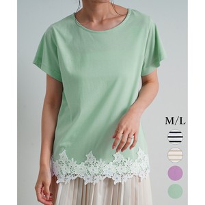 Jersey Stretch Lace Short Sleeve Top T-shirt Border