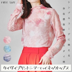 再入荷 タイダイプリントシアーハイネックトップス