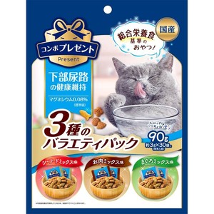 ［日本ペットフード］コンボ プレゼント キャット おやつ 下部尿路の健康維持 3種のバラエティパック 90g