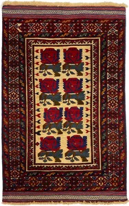 手織り絨毯　キリム　ラグ　約80x130cm　ウール100％　レッド　凸凹　マット　アフガン製【49769】