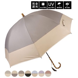 傘30％OFFセール：春夏 晴雨兼用傘  タッセル付 無地バイカラー切替手開き長傘 UV対策