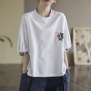 Button Shirt/Blouse Tops Casual Embroidered