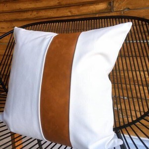 Eco Leather Cushion Cover WHITE 4 5 4