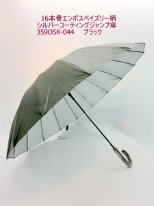 春夏新作）晴雨兼用・長傘ー紳士　16本骨エンボスペイズリー柄シルバーコーティング65ジャンプ傘