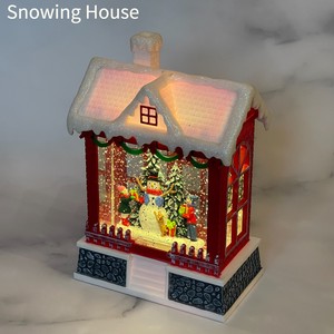 【予約販売】【2024年クリスマス】ハウス型 スノーイングライト スノーマン　動画あり