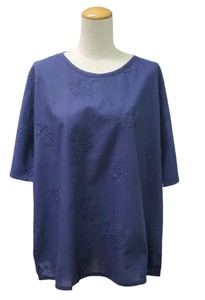Button Shirt/Blouse Plain Color Cotton Embroidered Simple