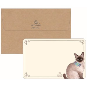 Greeting Card Miki Takei Message Card Envelope 5 Pcs Set Siamese Cat