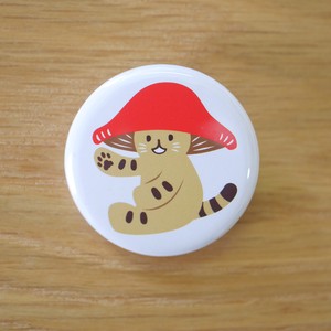 Button Badges Mushrooms Cat Sitting