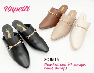 【SALE】Unpetit ポインテッド ビット デザイン7cm ヒール ミュール サンダル パンプス SC6515 2022新作