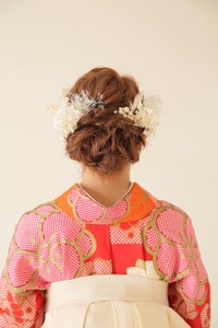 HA22-002 髪飾りセット ドライフラワー パールピン　ホワイト　紫陽花　かすみ草　木箱