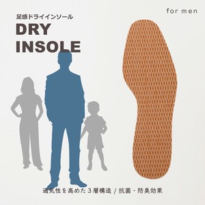 ドライを保つインソール　足蒸れ/臭い対策　抗菌・防臭剤加工　サイズ調整に　2サイズ/21〜32cmまで
