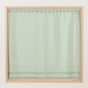 カフェカーテン 刺繍入りフローラ 100×90cm グリーン