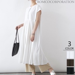 French Sleeve Pleats Switching One-piece Dress