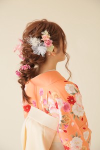 HA22-012 髪飾りセット ドライフラワー 　造花　ピンク　紫陽花　かすみ草　チュール　リボンBOX