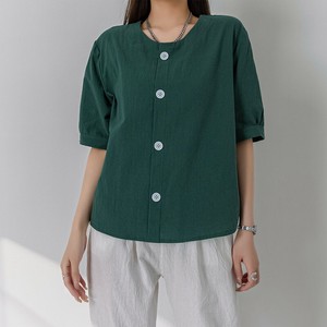 S/S Korea Outerwear Fashion Short Sleeve Half Length Larger Leisurely Plain Shirt T-shirt