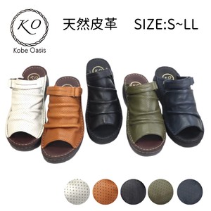 4E Wide Genuine Leather 2WAY Comfort Sandal Mule