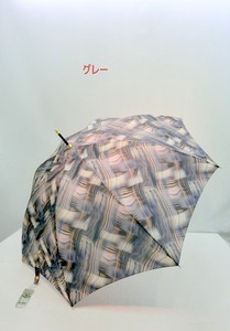 通年新作）雨傘・長傘-婦人　日本製傘・極薄生地ポリエステル波線ぼかしプリント軽量ジャンプ雨傘