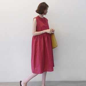 2022 Cotton Ladies Fashion Sleeveless One-piece Dress Commuting