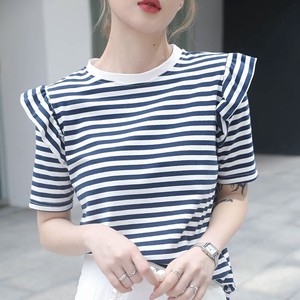 Outerwear Top Stripe Ladies T-shirt Commuting Blouse