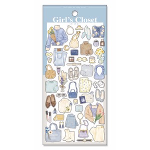 Girl's Closet sticker 81280 blue / Seal size:H175 x W90mm