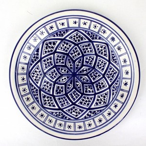 【再入荷】スラマ陶器 手描き平皿 D24 パピヨンブルー