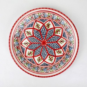 【再入荷】スラマ陶器 手描きデザート皿 D20 赤