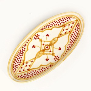 【再入荷】スラマ陶器 手描き浅皿楕円 D20 イエロー